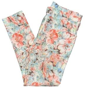 Tempo Paris Women’s Size XL Pastel Floral Print Pull On Skinny Pants